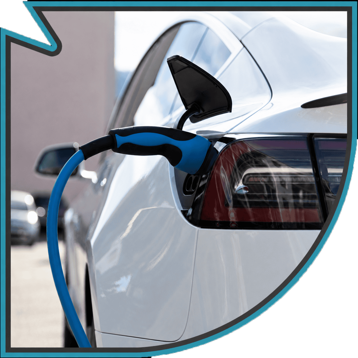 Electric car getting charged at a EV station